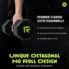 Rubber Coated Dumbbell - No Roll Design Easy-Grip Steel Knurled