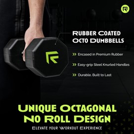 Rubber Coated Dumbbell - No Roll Design Easy-Grip Steel Knurled Handle, Weights Dumbbells Set for Strength Training - Ideal Weights Set for Home Gym - 10-60 LBS SOLD INDIVIDUALLY