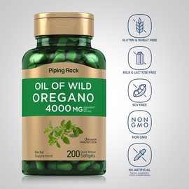 Piping Rock Oil of Oregano, 4000 mg (per serving), 200 Quick Release Softgels