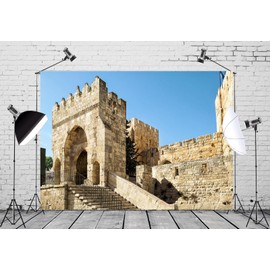 Loccor Fabric 7x5ft Jerusalem Photography Backdrop David Tower Gate Entrance Old City View Religious Background Travel Party Supplies Adult Boy Girl Artistic Portrait Photo Booth Props Wallpaper