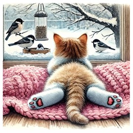 JAKI Cat Diamond Painting Kits for Adults Beginners-Animal Diamond Art Kit for Adults,5D DIY Gem Art Kits for Gift Home Wall Decor(14x14inch)