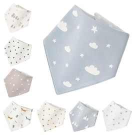 wefigs Baby Drool Bibs, 8-Pack Waterproof and Soft Cotton Bibs for Drooling and Teething (BlueCloud)