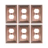TREEWELL 6-Pack Duplex Outlet Cover Plate, Antique Copper Metal Wall