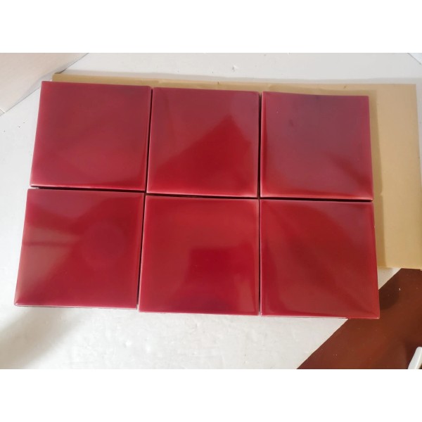 Senio Vintage Candy Apple Red Italian Ceramic Tile 6x6 Subway