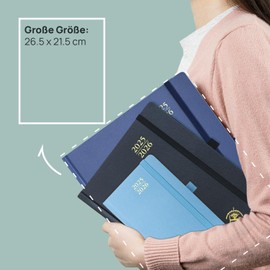 POPRUN Calendar 2025 2026 Book Calendar Hardcover, Approx. A4 (26.5 x 21.5 cm), 17-Month Diary (Aug.2025-Dec.2026), Weekly Planner 1 Week 2 Pages with Certified Paper - Light Yellow