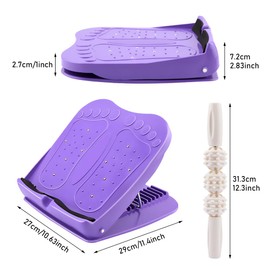 Slant Board Calf Stretcher Board, Plastic 10-Level Adjustable Incline Board with 1 Massage Stick, Balancing Fitness Pedal Wedge Stretch for Rib, Heel, Hamstring, Achilles