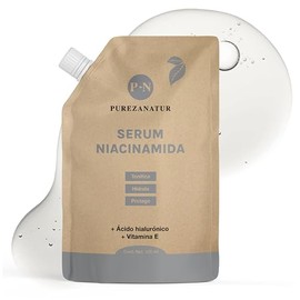 PUREZA NATUR Suero facial Niacinamida B3, Vitamina E y Acido hialurónico 50ml | Serum Niacinamide para todos tipos de piel skin barrier hidratante, antioxidante potente reductor de ojeras y líneas de expresión (Refill 125ml)