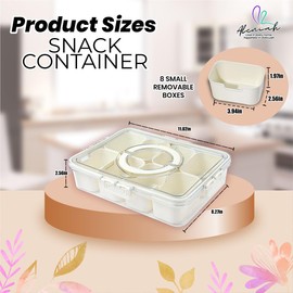 Aleniah -Divided Snack Tray with Lid – 8-Compartment Food Organizer for Snacks, Fruits & Veggies – Portable Serving Tray for Parties, Charcuterie, & Meal Prep – BPA-Free