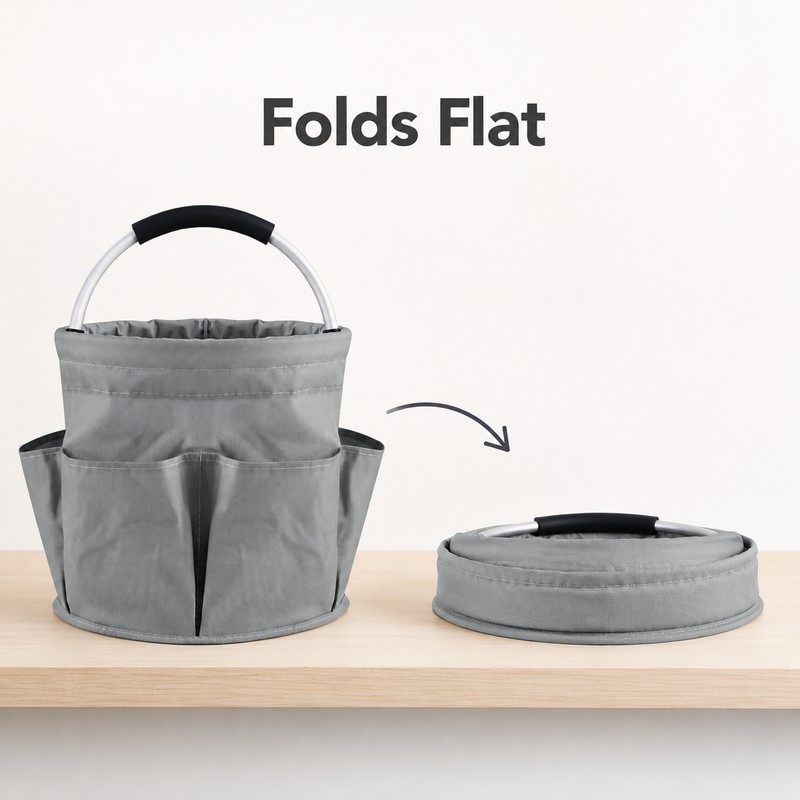 17L Garden Tool Storage Basket for Gardening - Foldable 6-Pocket