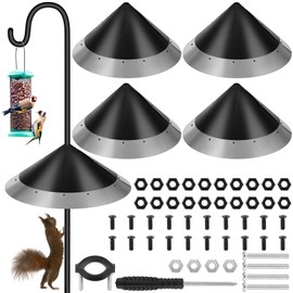 Qualirey 4 Pieces Squirrel-Proof Bird Feeder Baffle Set with Metal Frame for Shepherd's Hook House Guard Outdoor Courtyard