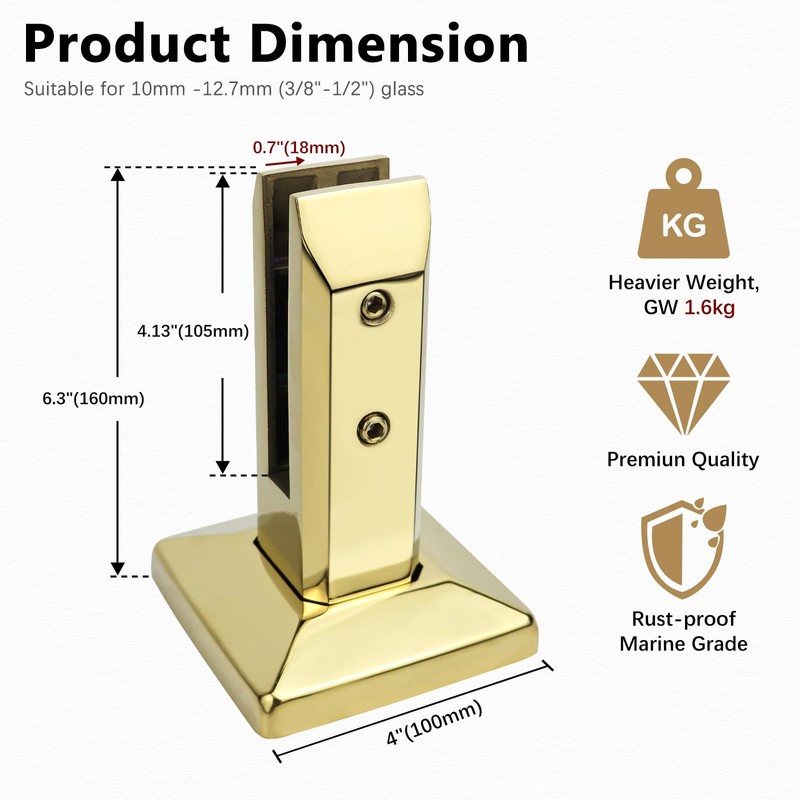 LukLoy 304 Stainless Steel Glass Spigots Pool Fence Spigot Clamp