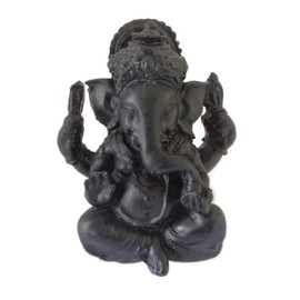 Eurofusioni Ganesh Idol miniature lucky charm Black Talisman Figurine - Ganesha, the Hindu Elephant God, remover of obstacles, and the Lord of Success. Hand painted resin mini statue - H 2 in