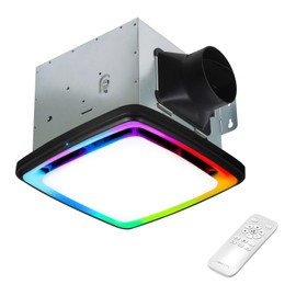 Akicon Bathroom Exhaust Fan with RGB Light, 110 CFM 1.5 Sones Bathroom Vent Fan with Humidity Sensor & Dimmable 3CCT LED Light 3000K/4000K/5000K, Square, Black