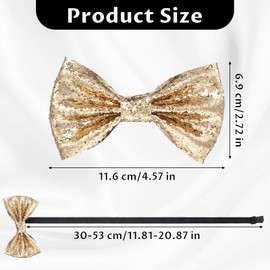 Ymapinc Sequin Bow Tie, Gold Sparkly Bow Tie Adjustable Glitter Sequin Necktie for Men Shiny Pre Tied Neck Ties for Groom Wedding Banquet Carnival Costume Party