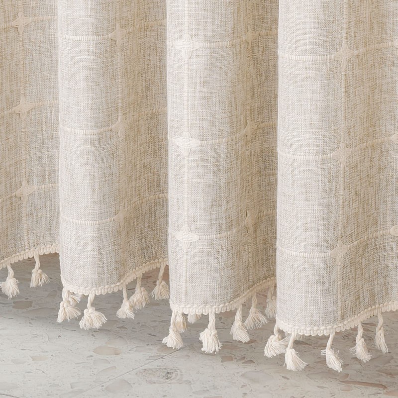 MitoVilla Boho Small Stall Shower Curtain 36 x 72, Tan