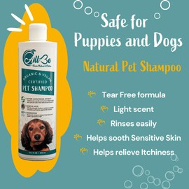 AllBe Natural Puppy and Dog Shampoo - Organic Pet Wash - Safe for Normal, Itchy, Sensitive, and Dry Skin - Deodorizing and Moisturizing Grooming Formula - 100% Vegan and Cruelty Free - 13.5 Oz