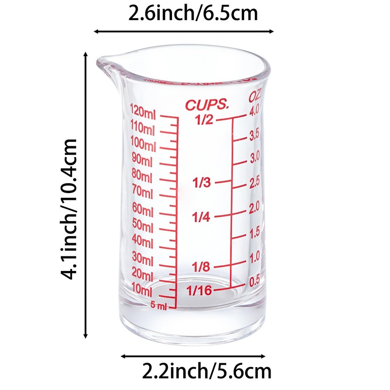 Ackers 4oz Glass Measuring Cup – Shot Glass with Ounce,Ml,Cups
