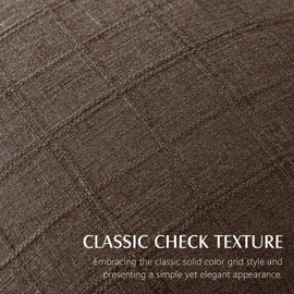 Foindtower Set of 2 Decorative Linen Check Throw Pillow Covers Neutral Farmhouse Vintage Cushion Covers Modern Boho Home Decor for Sofa Chair Couch Bedroom Living Room Outdoor,22×22 Inch,Dark Brown