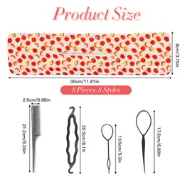 VEGCOO 8 Pcs Deft Hair Bun Maker with 4 Pcs Hair Styling Tools, French Spinning Bun Maker for Hair, Twist Hairstyle Bun Shaper for Bridesmaids Girls, Fashion Hair Accessories for Women (Floral Color)