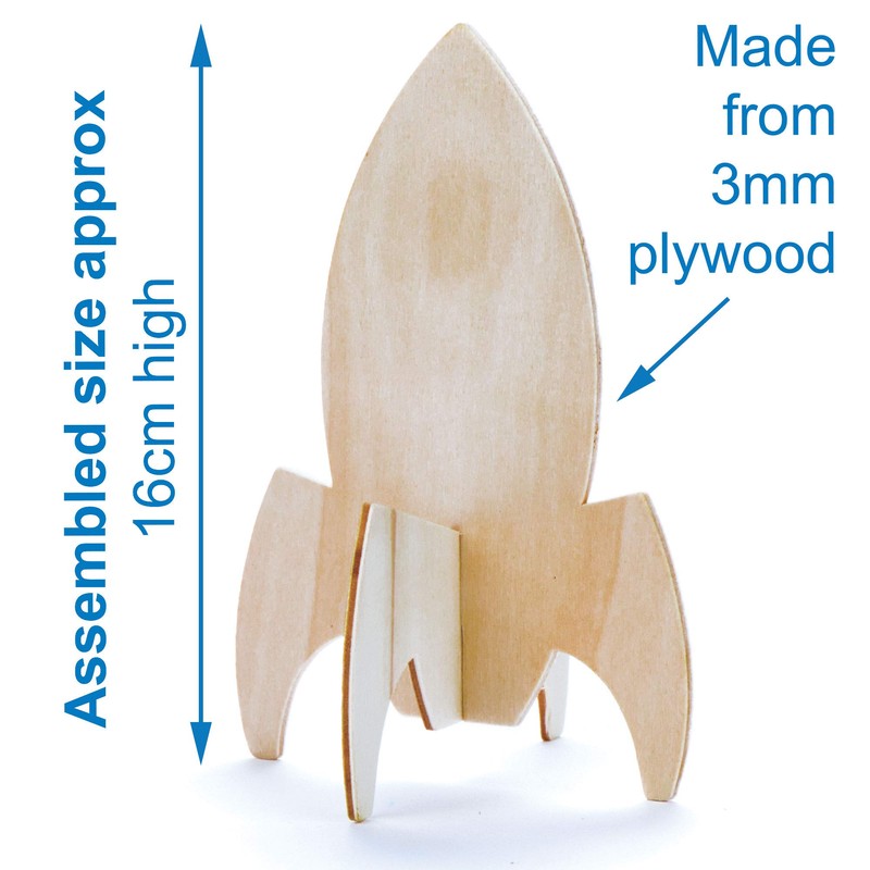 Baker Ross AV396 Wooden Rocket Stand up Kits (Pack of