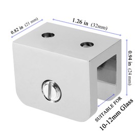 YUENPUN 4 PCS Glass U-Clamps, Wall Mount Clamps for 10-12mm Glass Shelves, Square Glasses Clips, Mirror Shelf Brackets for Glasses Plates, Bathroom Clips Holder Support Hardware