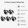 5-Piece Office Chair Caster Wheels for Smooth Rolling – 2-Inch