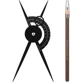 ATOMUS - Regla de cejas para tatuaje, herramienta de maquillaje con lápiz de marca café, herramienta de medición de posicionamiento de cejas para dar forma a las cejas
