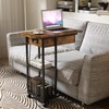 LIDYUK C Shaped End Table with Charging Station, Flip Top