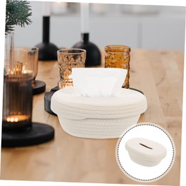 Mobestech Minimalist Japanese Cotton Rope Woven Tissue Box Holder White Decorative Tissue Storage for Home Multi-Use Napkin Organizer for Living Room and Bedroom