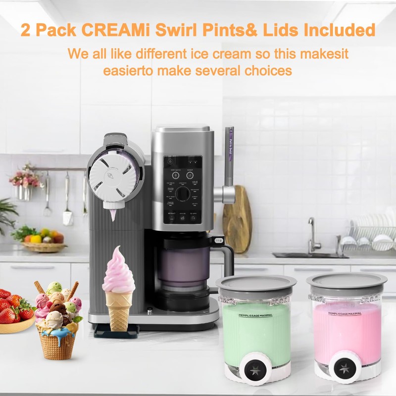 NiuBeBe Ninja Swirl CREAMi Replacement Containers, Compatible with Ninja Creami