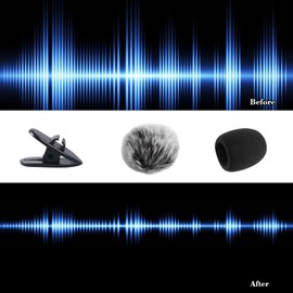 Microphone Cover Foam 6 PCS Mic Cover Lapel Headset Microphone Windscreen Comes with 2 Furry Microphone Covers and 6 Fixed Stands Protect Noise-Canceling Studio Equipment for Clearer Recordings