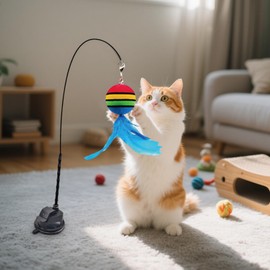 Indoor Cat Toys | Cat Toy Wand Interactive Teaser,Kitten Accessories Wall Mount Physical Stimulating Pet Supplies for Boredom Exercise Enrichment Indoor