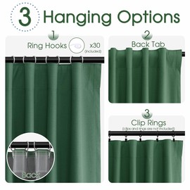 Joywell Green 100% Blackout Curtains 96 inches Long 2 Panels Set Room Darkening Curtains for Bedroom Living Room Thermal Insulated Light Blocking Window Curtain Back Tab with Hooks 52x96 inches