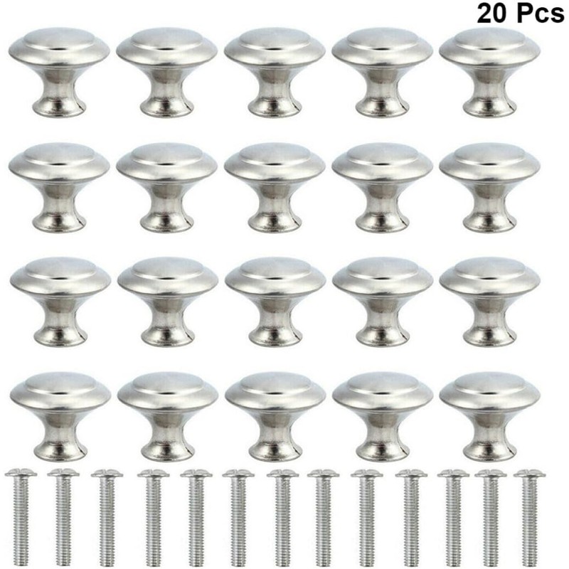Acero Inoxidable Pomo de Armario Plata 20 Piezas Redondo