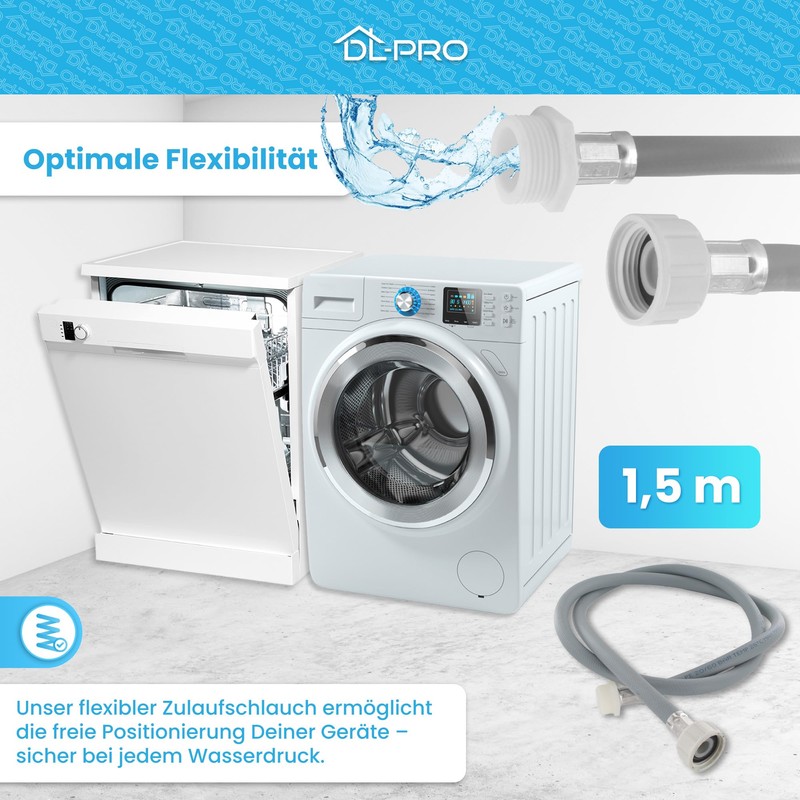 DL-pro 1.5 m Inlet Hose Extension for Washing Machine and
