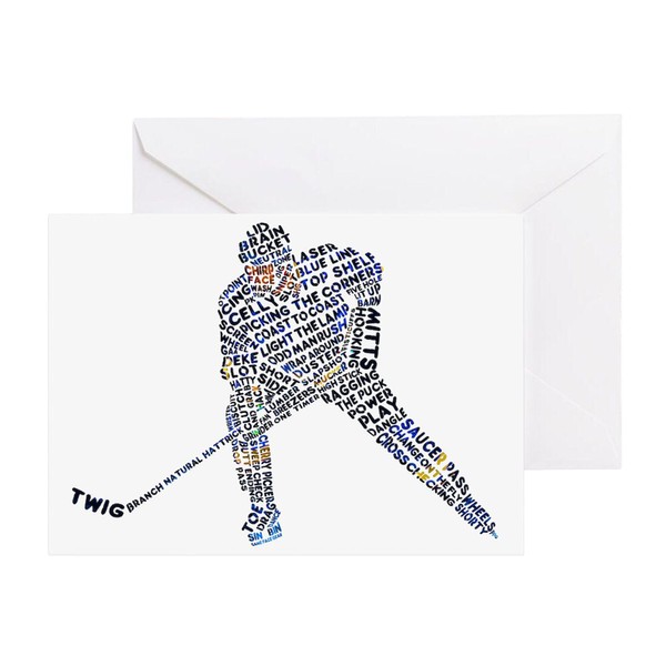 CafePress Hockey Player Typography Matte Folded Greeting Card Glossy