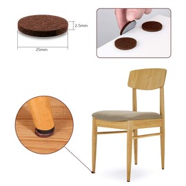 MAVEEK 60 Pcs Furniture Pads Chair Leg Feet Caps Anti-Scratch Soundproof Anti-Slip Mat for Floor Damage Non-Slip Furniture Protector Felt Cotton Round Light Brown