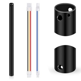 VIHOSE 18 Inch Ceiling Fan Downrod with Extension Cord 1.5 ft Black Downrod for Ceiling Fan 1 Inch Outside Diameter Not Threaded Suitable for a Wide Range of Fans