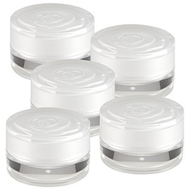 5 x 15 ml Designer Gel Jars (Empty) Pearl White with Rose Pattern
