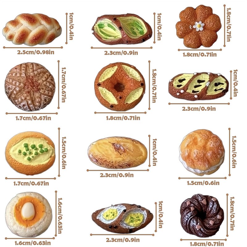 REGODI 12Pcs 3D Bread Fridge Magnets, Cute Strong Refrigerator Stickers