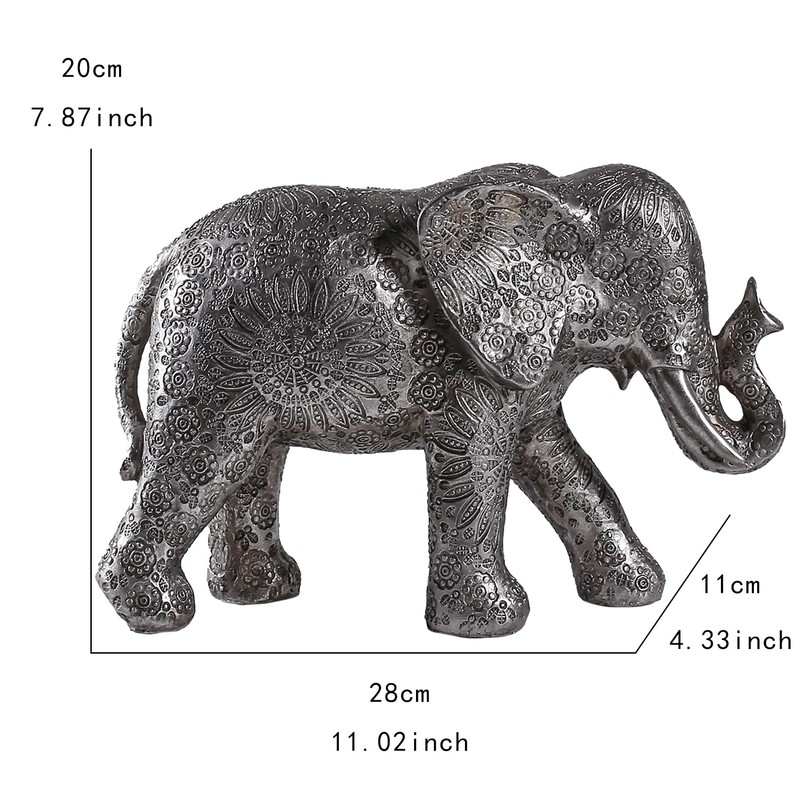 Hebdids Silver Elephant Statue - Modern Home Decor, Resin Sculpture