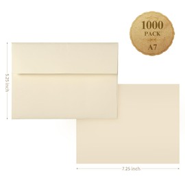 5x7 Cream Envelopes 1000 Pack, Goefun A7 Envelopes for Invitation - Self Seal Printable Ivory Envelopes for 5x7 Cards Mailing, 5.25 x 7.25 in