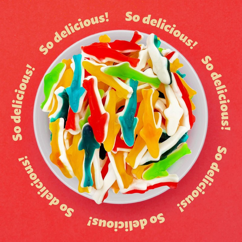 Gummy Sharks Candy Assorted Fruit Flavors, 2-Pound Bulk Bag