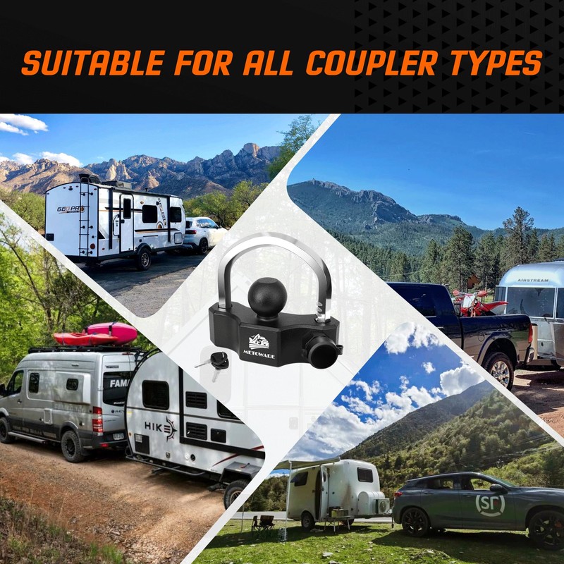METOWARE Universal Trailer Coupler Lock, Adjustable Heavy-Duty Trailer Htich Locks