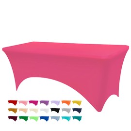 Ropa de mesa BDDC, ropa de mesa ajustada para 8 mesas rectangulares de pies, ropa de mesa fucsia para fiestas, bodas, banquetes y festivales (fucsia, 8 pies)