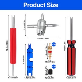 34 Pcs Valve Core Removal Tool Kit, 4 In 1 & Double & Single Head Tire Stem Repair Installation Wrench Tool with 20 Tire Valve Cores, Tyre Valve Removal Tool for Bicycle, Car, Lorry, Motorcycle