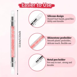 Abeillo 5PCS Nail Art Sculpture Pen, Dual Tipped Silicone Nail Tools, 3D Nail Sculpting Gel Pen, Rhinestone Nail Polish Brushes for Design Nail Foil Carving Drawing Effect Shaping Drawing