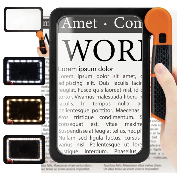 Viimnss Large Magnifying Glass with Light Full Page 5X Magnifier