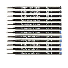 Lanier Comb Pack - Pack of 12 - Schmidt 888 F Safety Ceramic Rollerball Refills 6 Black Fine and 6 Blue Fine ink Fine Tip