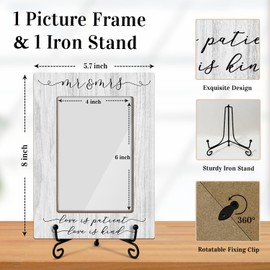 Wedding Picture Frame, Mr And Mrs Gifts Wooden Photo Frame, Wedding Gifts For Newlyweds Couples, 4x6 Photo Frame For Tabletop Display, Home Living Room Table Decor -061